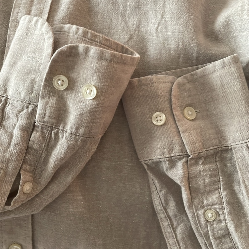Mens M: Banana Republic Linen Long Sleeve Button Down Shirt Taupe NWOT new! - Picture 7 of 10
